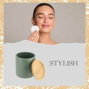 Stylish green bamboo cotton ball jar for modern home decoration