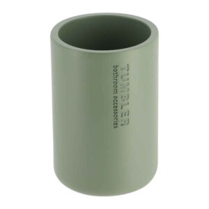 Chic Matte Green Bathroom Tumbler Polyresin Toothbrush Holder Modern Accessory for Vanity Countertop