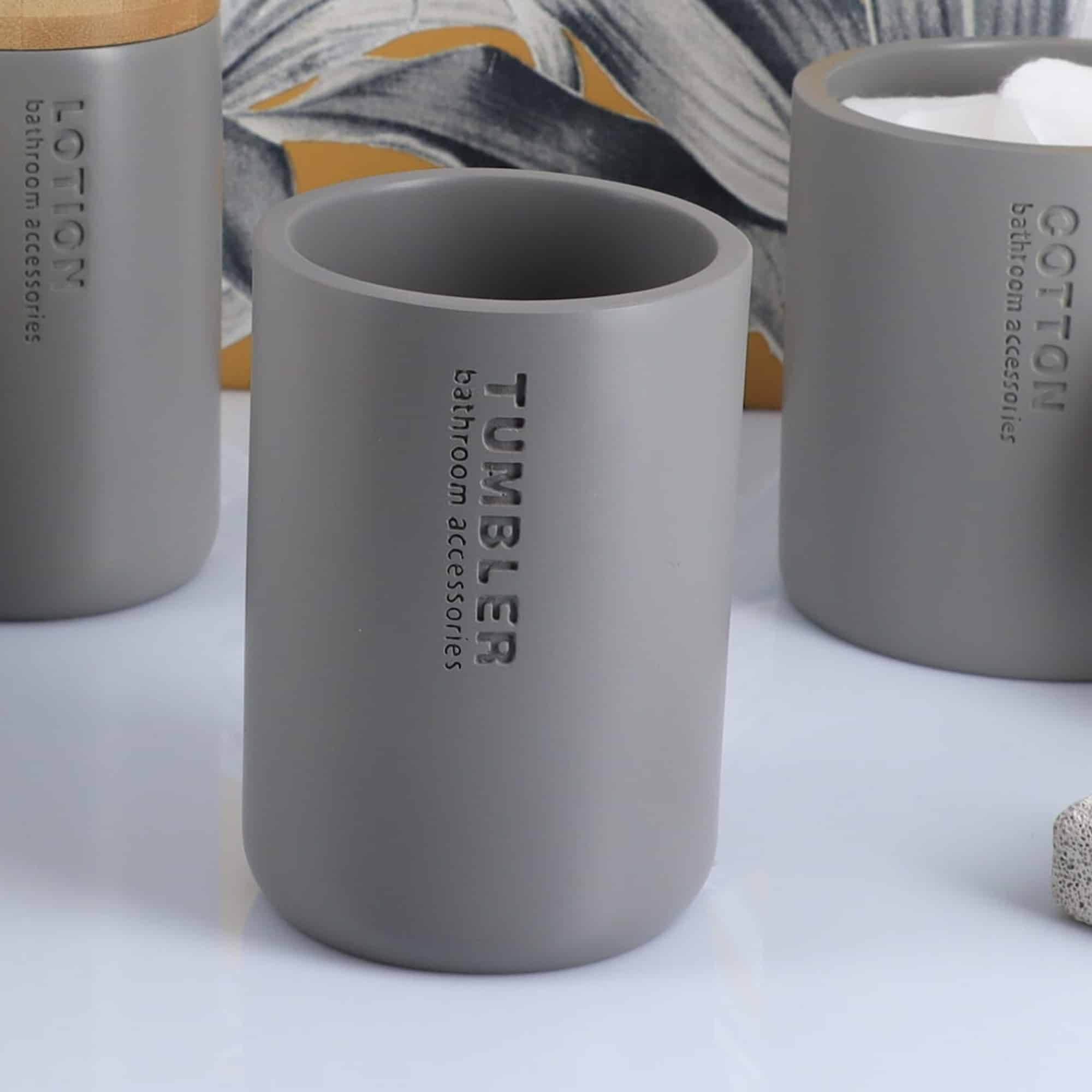Minimalist design matte grey engraved Tumble bathroom accessories