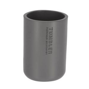 Modern Matte Gray Bathroom Tumbler Polyresin Toothbrush Holder Chic Accent for Modern Vanities