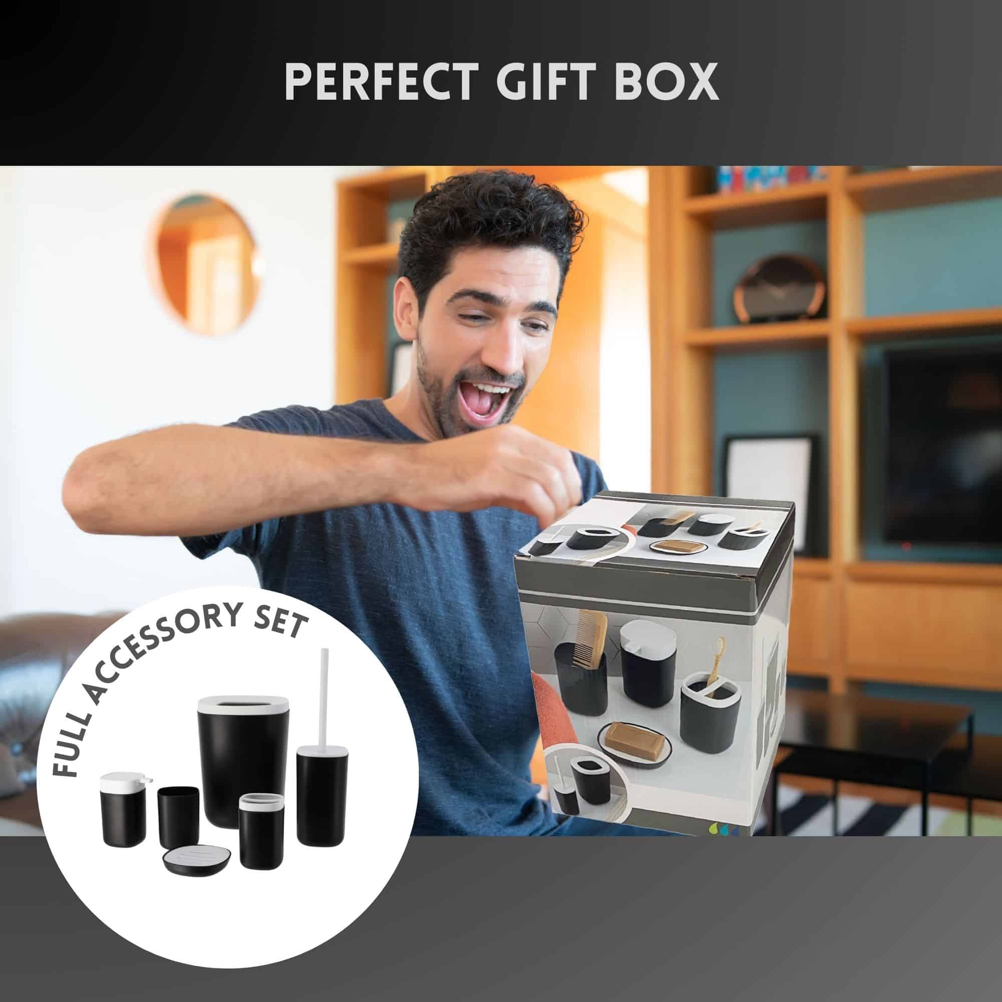 Perfect gift box presentation of bathroom accessory set
