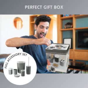 Perfect gift box presentation of bathroom accessory set