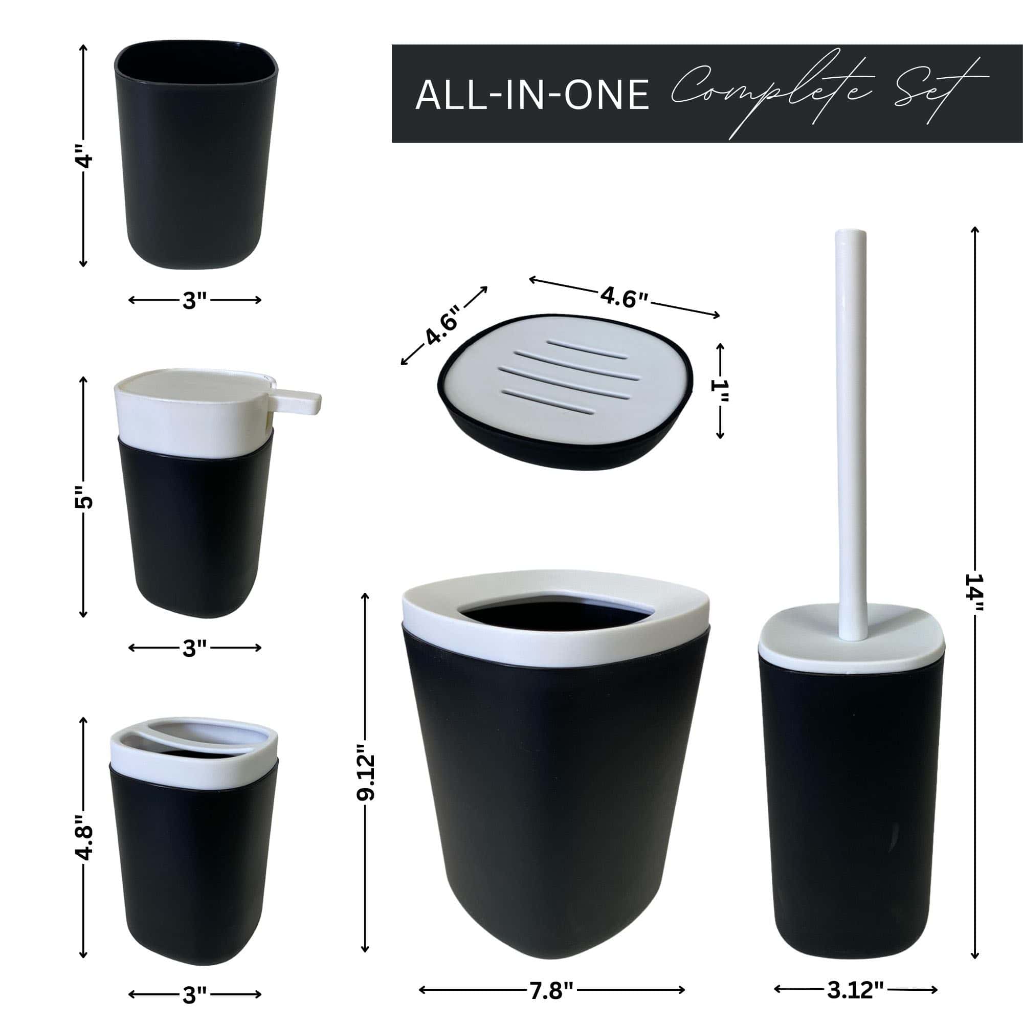 All-in-one complete set for modern bathroom, perfect dimensions for a clean bathroom space