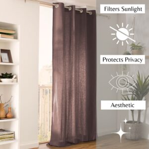 filters sunlight protects privacy aesthetic dark taupe curtain panel for interior design