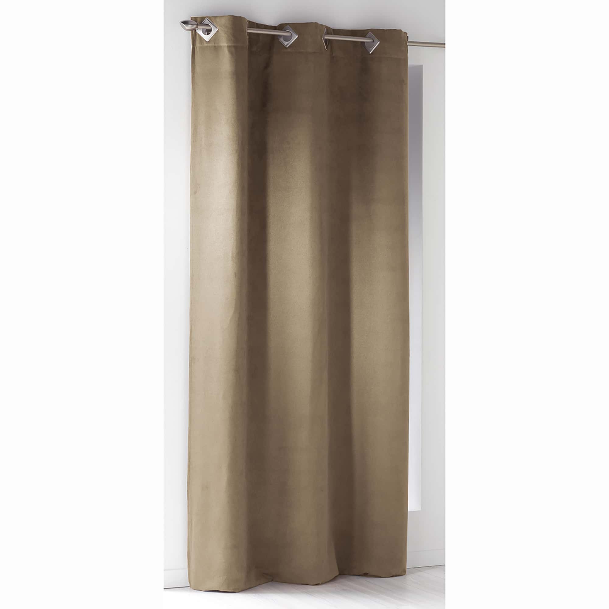 sand beige window curtain panel x 1 imitation suede velvet effect for cozy decor