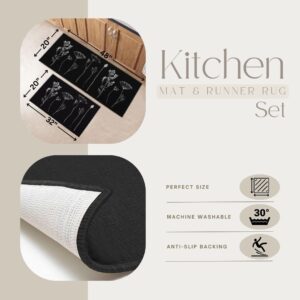 a description of the comfortable kitchen mats set: perfect size, machine washable and anti-slip backing