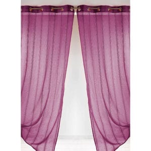2 -piece plum purple with subtle stripes details sheer curtain panels for large window