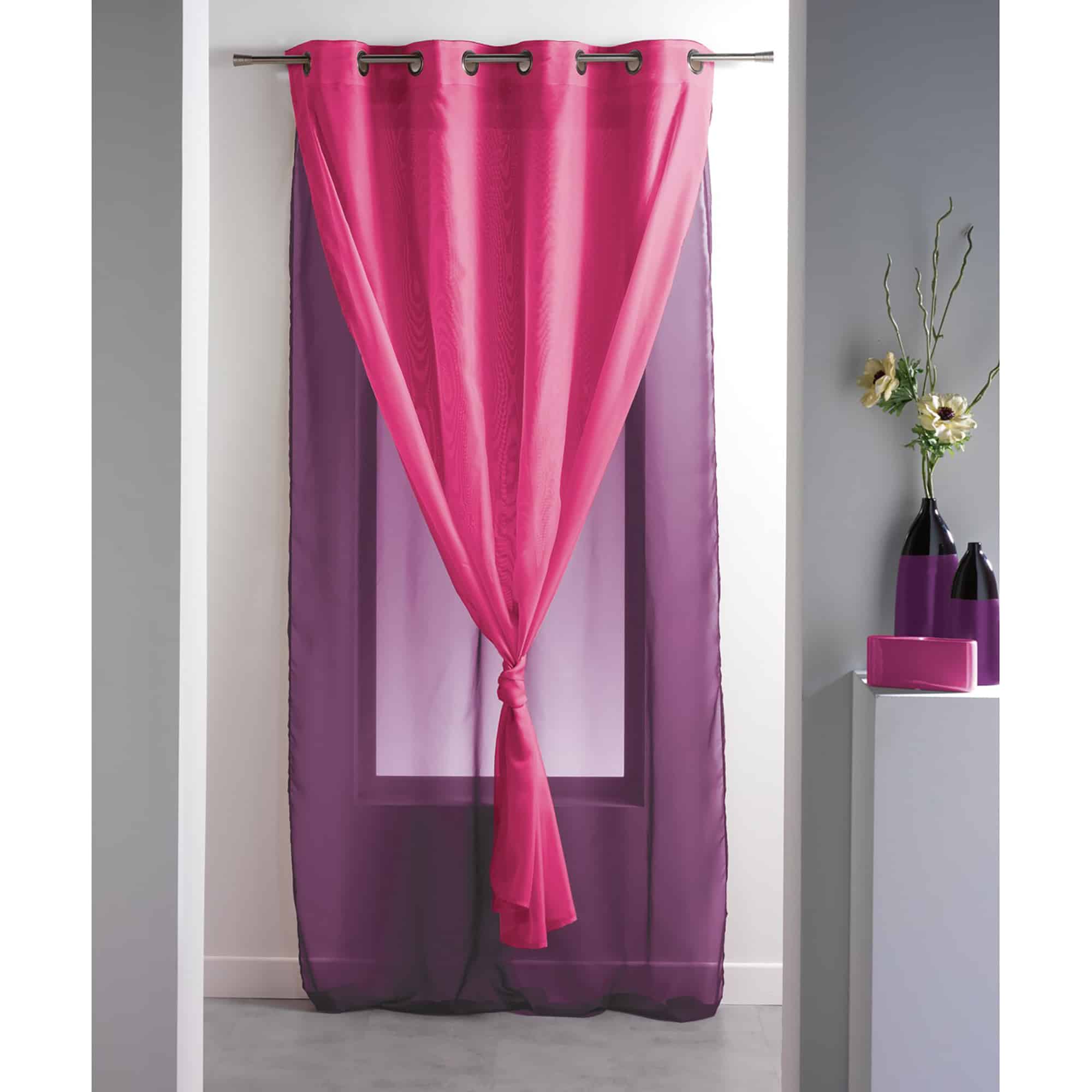 double sheer curtain solid 2 colors pink purple 1 panel for large window