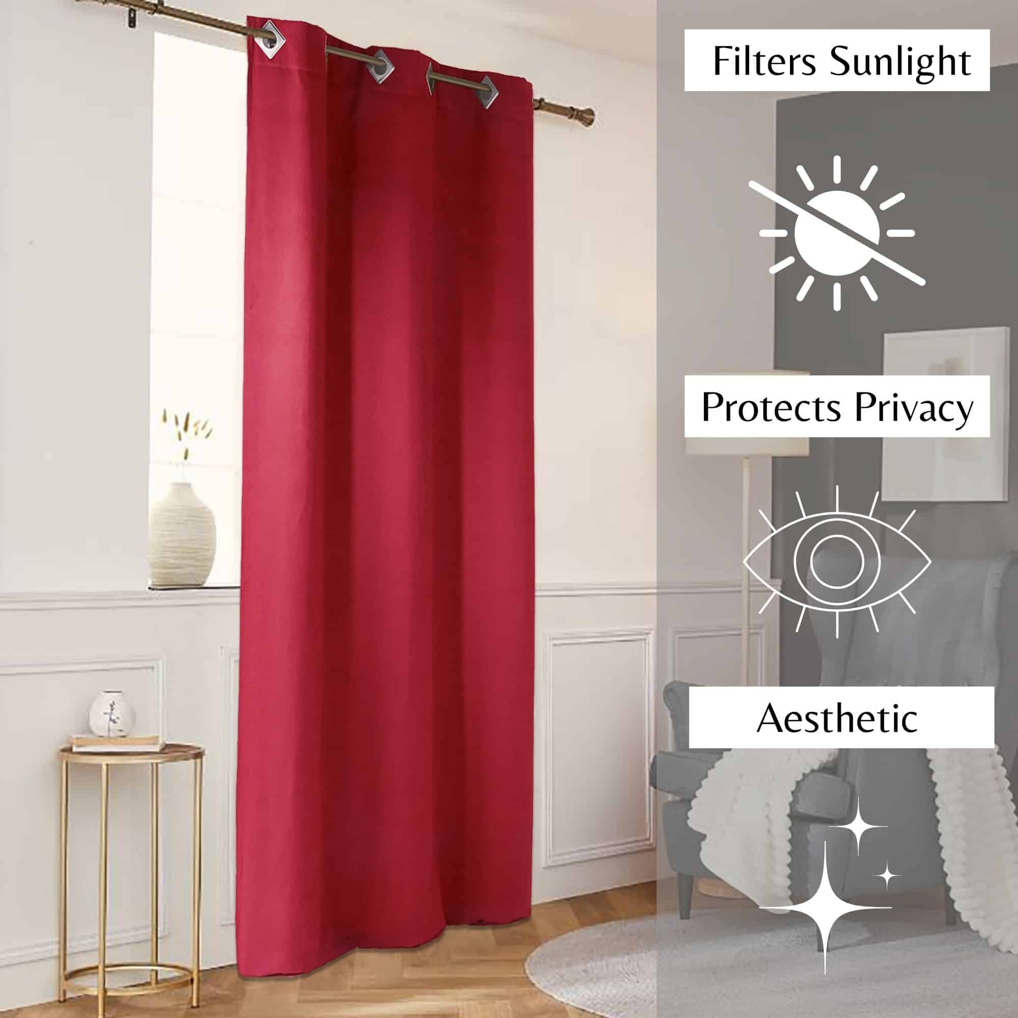 filters sunlight protects privacy aesthetic intense red curtain panel for modern interior 1 piece