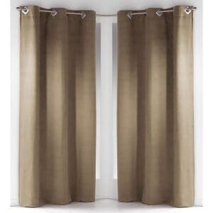 sand beige window curtain panels set of 2 pieces imitation suede velvet effect for cozy decor