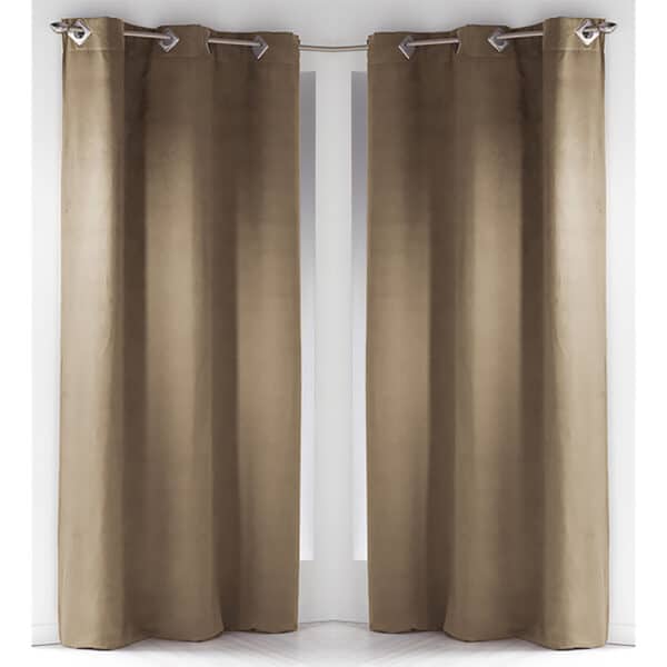 sand beige window curtain panels set of 2 pieces imitation suede velvet effect for cozy decor