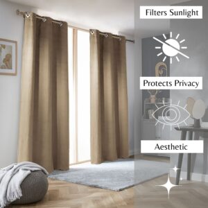 filter sunlight protect privacy aesthetic light brown curtain panels for modern interior set of 2