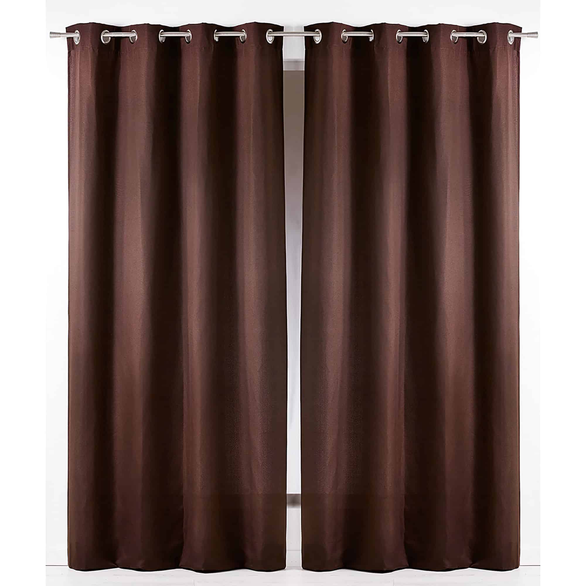 set of 2 solid chocolate brown 100% cotton window curtains for large window