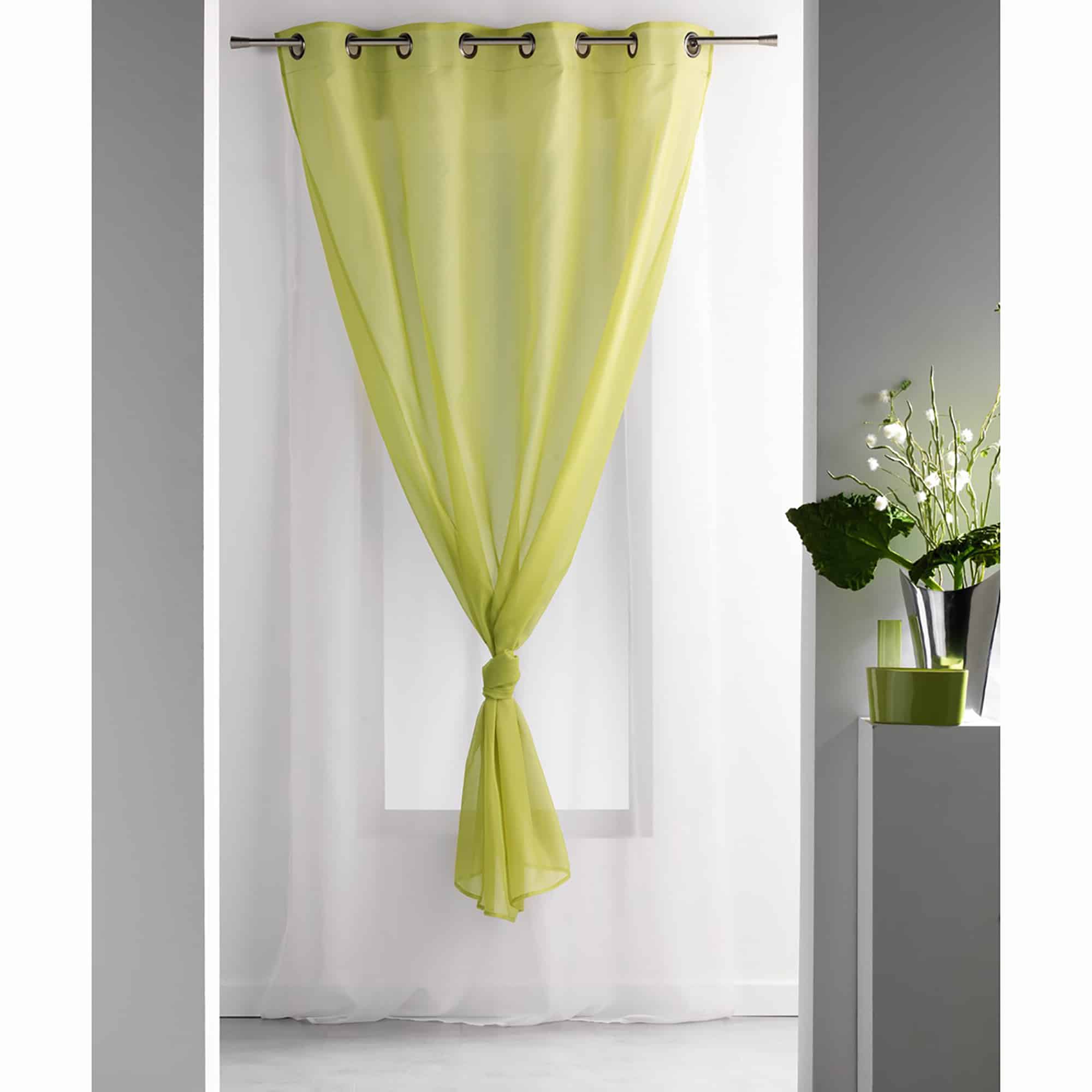 double sheer curtain solid 2 colors green white 1 panel for large window