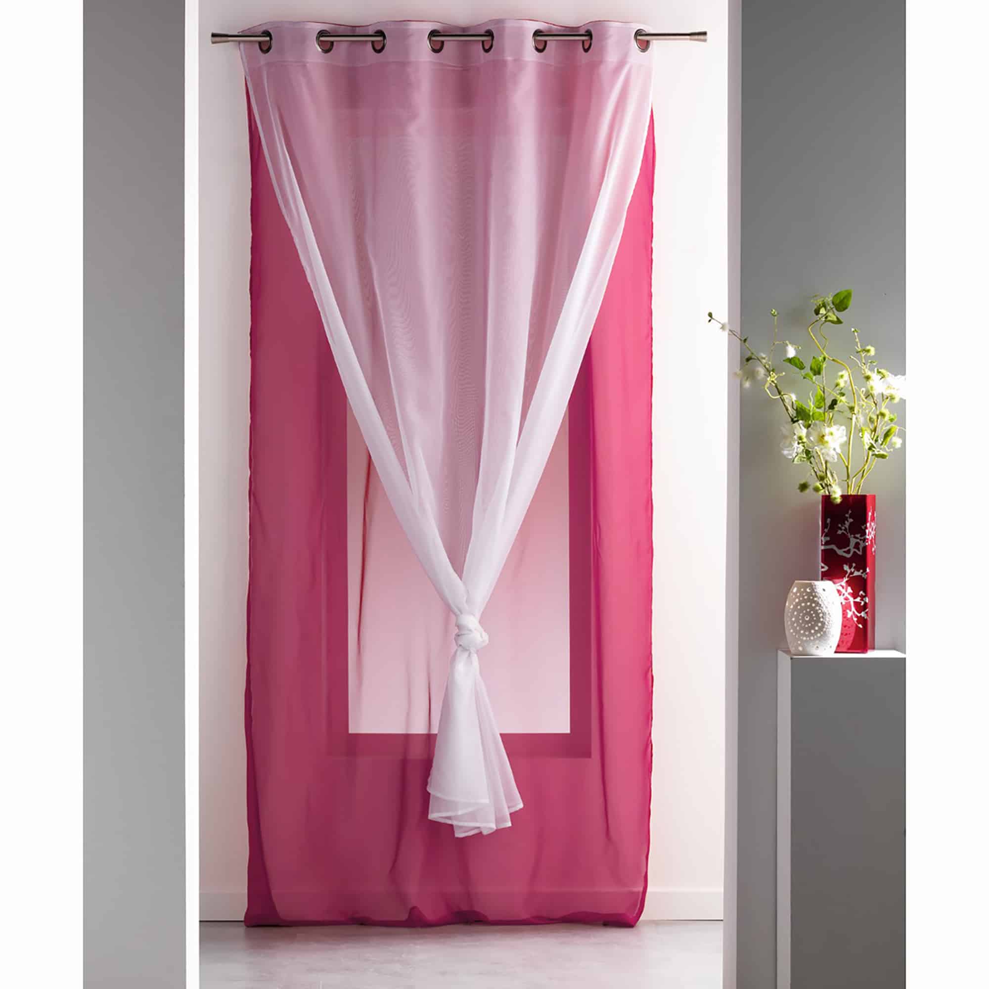 double sheer curtain solid 2 colors pink white 1 panel for large window