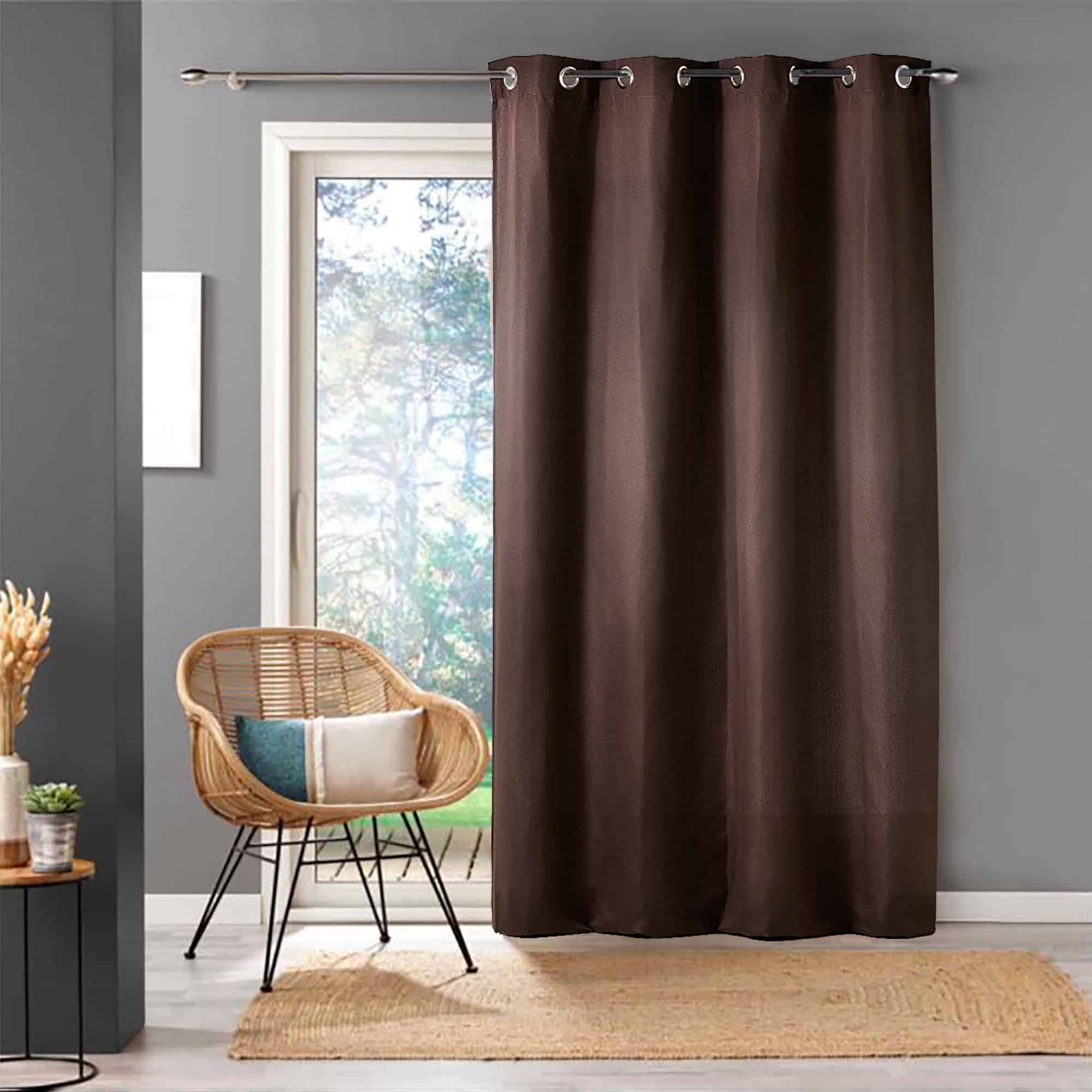 cortina 100% algodon marron chocolate 1 panel para ventana grande