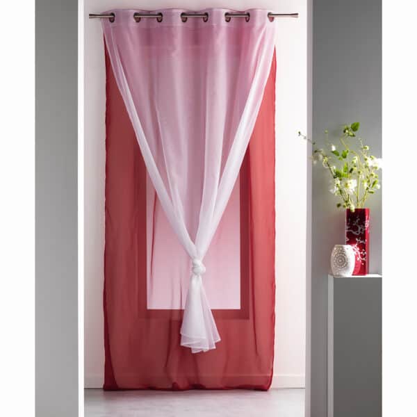 double sheer curtain solid 2 colors red white 1 panel for large window