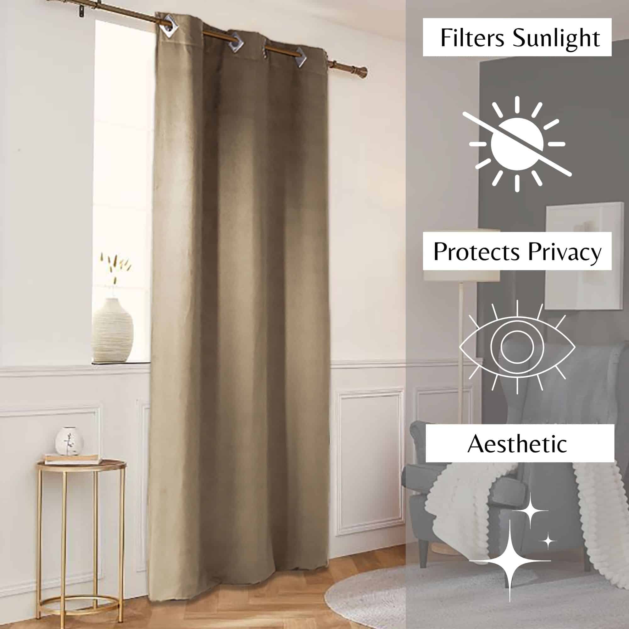 filters sunlight protects privacy aesthetic light brown curtain panel for modern interior 1 piece