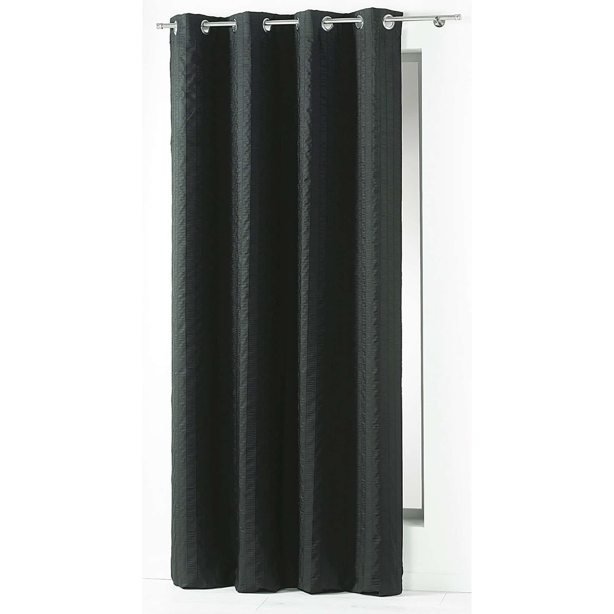 black with stripes textured window curtain 1 panel for large window