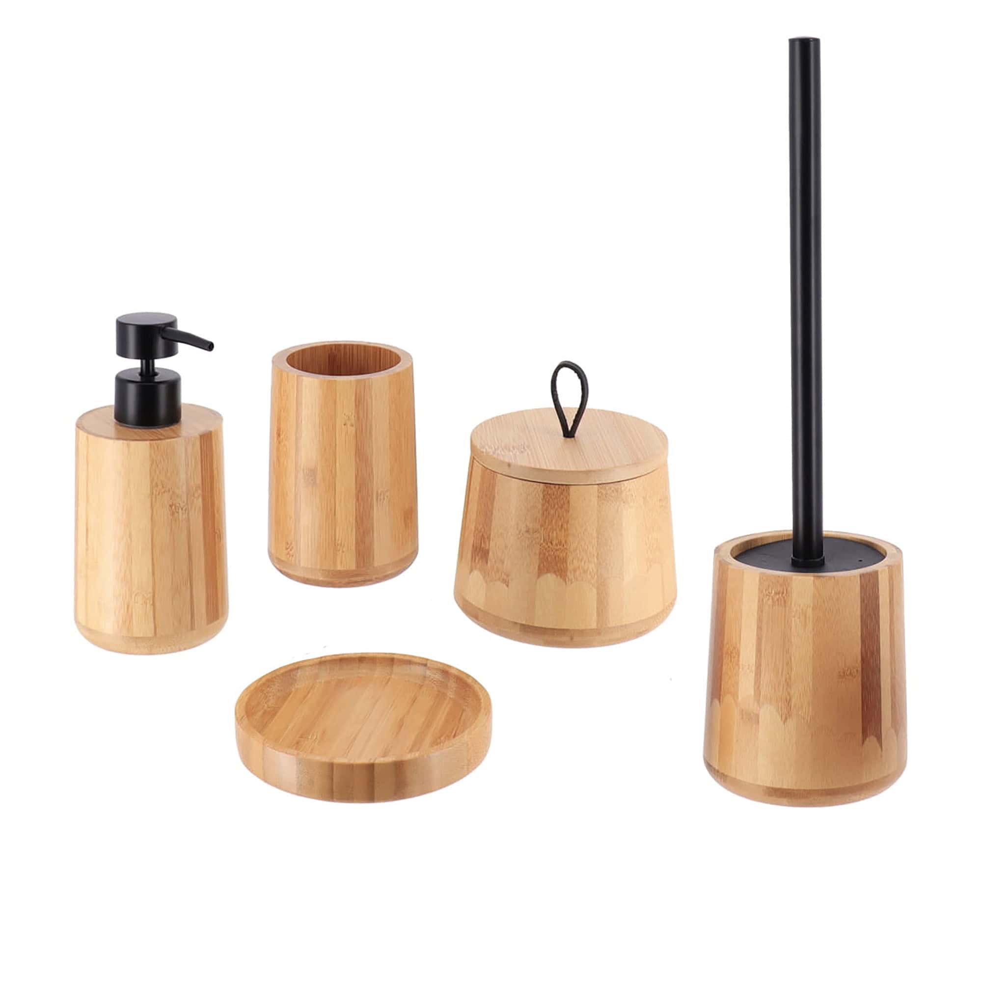 5 pieces accessory set in natural bamboo