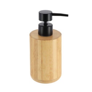 Soap dispenser in natural bamboo, black pump