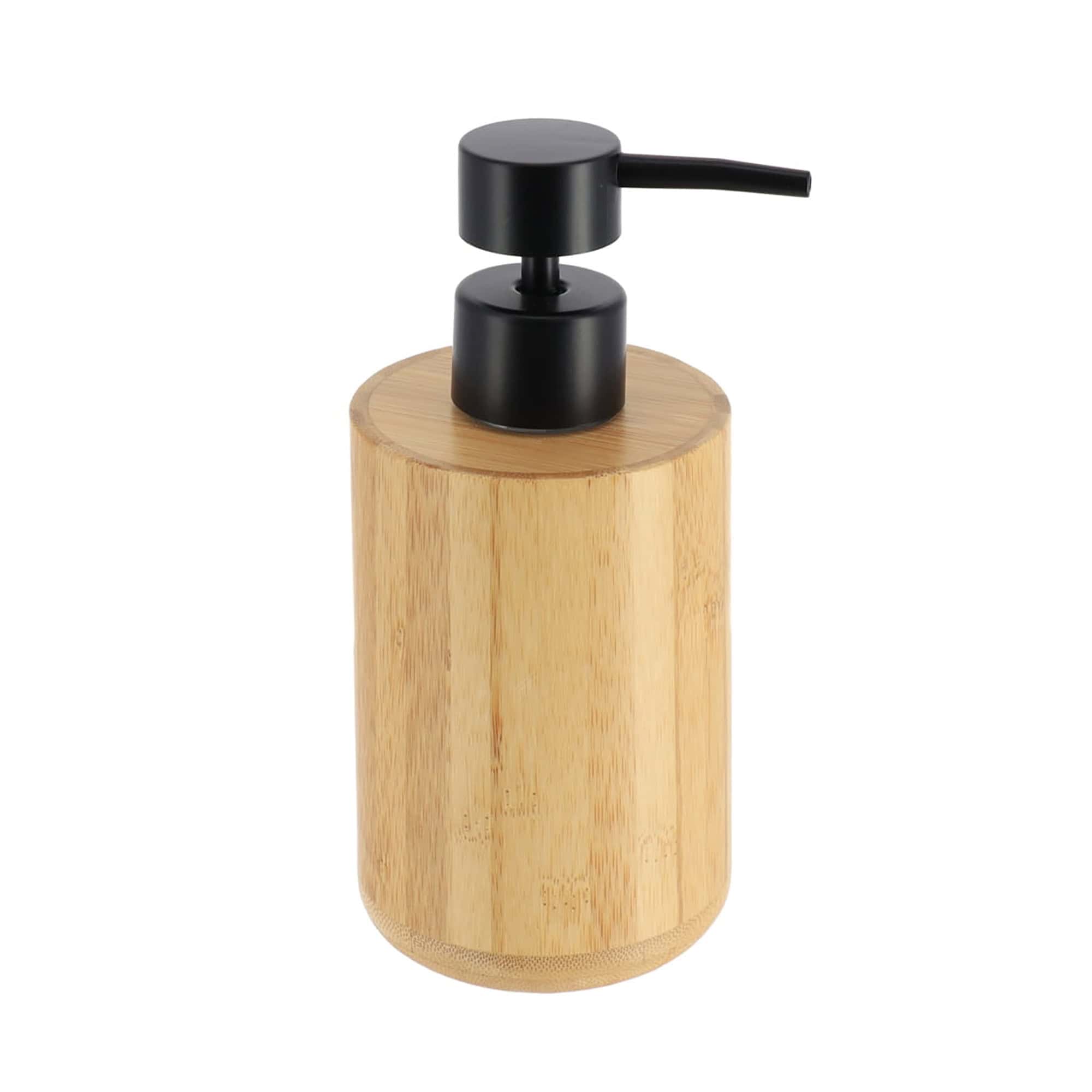 Soap dispenser in natural bamboo, black pump