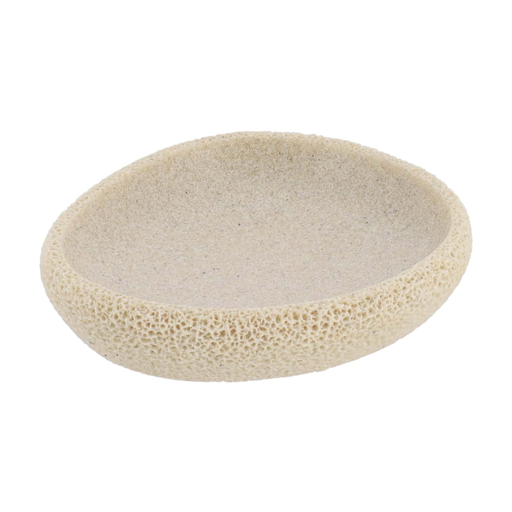 Beige soap dish with sea sponge texture