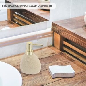 Soap dispenser on a bathroom sink