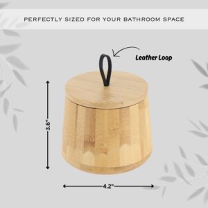 Compact dimensions of the cotton holder with leather loop