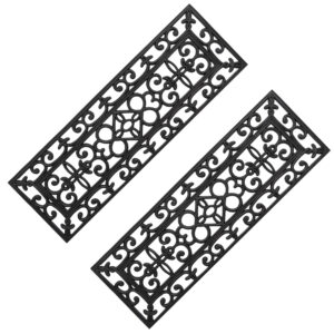 Scrollwork rubber entryway mats set of 2 on white background