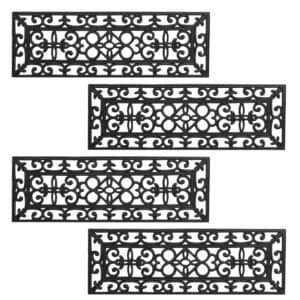 Scrollwork rubber entryway mats set of 4 on white background