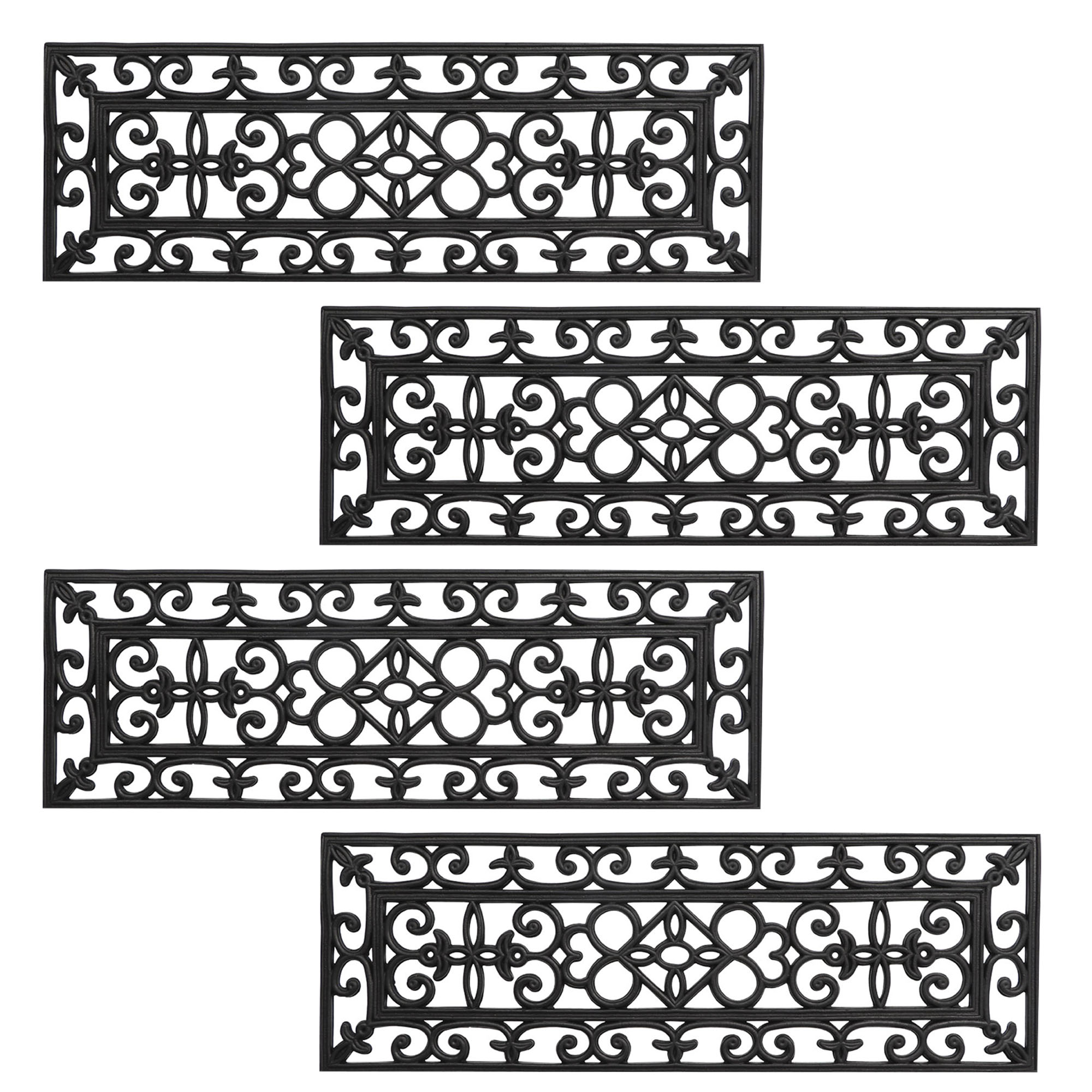 Scrollwork rubber entryway mats set of 4 on white background