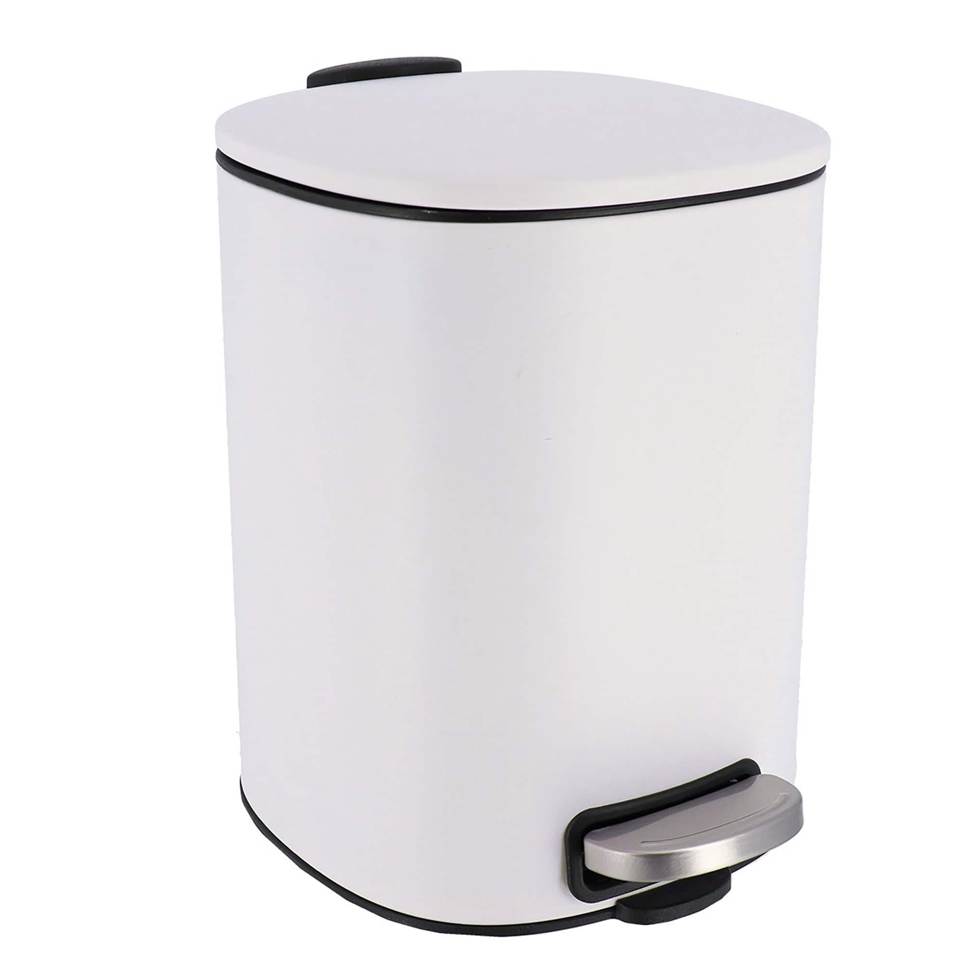 a white metal trash can, square design