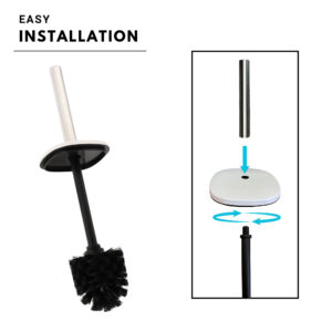 represents easy installation of handle, splash guard and brush