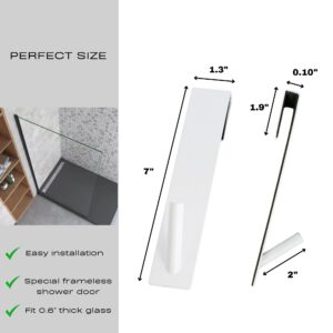 dimensions of the hooks, easy installation, special frameless glass door up to 0.6 inch thick
