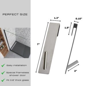 dimensions of the hooks, easy installation, special frameless glass door up to 0.6 inch thick