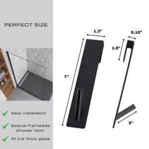 dimensions of the hooks, easy installation, special frameless glass door up to 0.6 inch thick