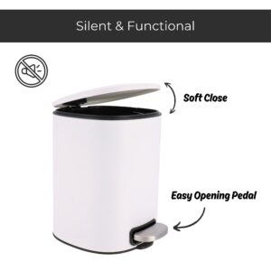 special features of the trash can, soft close system and foot pedal