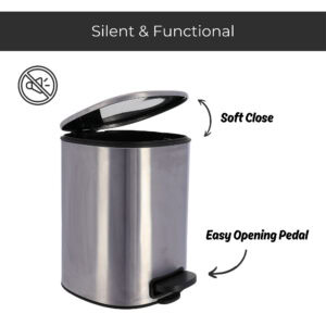 Chrome trash can lid opening with soft-close and foot pedal