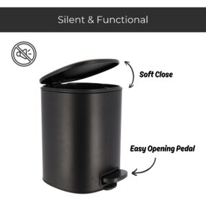 special features of the trash can, soft close system and foot pedal