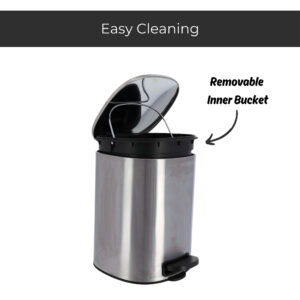 Chrome step trash can with removable inner bucket