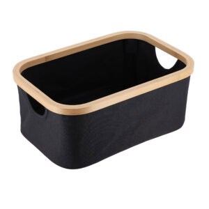 rectangle black fabric and bamboo frame storage box