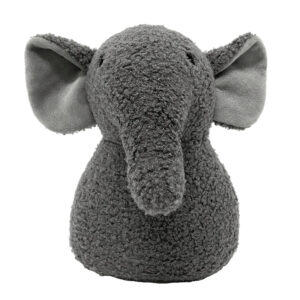 decorative door stopper, elephant shape, gray curly fabric