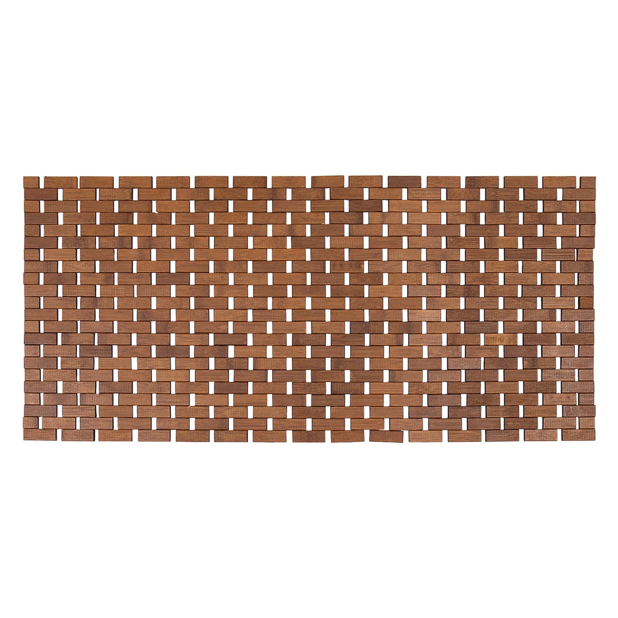 Rectangular duckboard for bathroom in natural bamboo, brown color