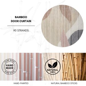 zoom on the 90 strands door curtain to show the hand-painted beads details and bamboo material
