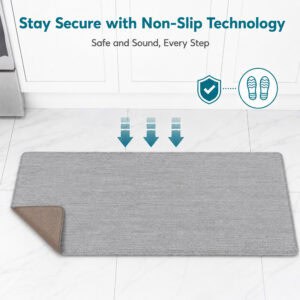 5- Underside of anti-fatigue kitchen mat with textured grip backing that helps minimize shifting on floors.
