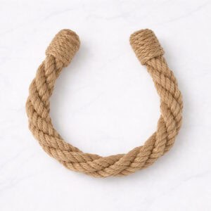 "Jute twisted rope tieback in U-shape on marble surface"