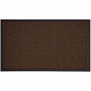 Tan textured door mat with black border, product view on white background