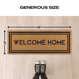 Generous Size Welcome Home Doormat 48x18: A spacious coir doormat with the text "Welcome Home" displayed alongside its dimensions.
