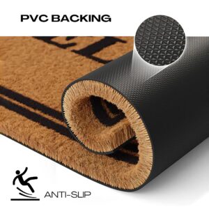 Durable PVC Backing for Welcome Home Doormat: A close-up of the durable PVC backing on the coir doormat, ensuring non-slip functionality.